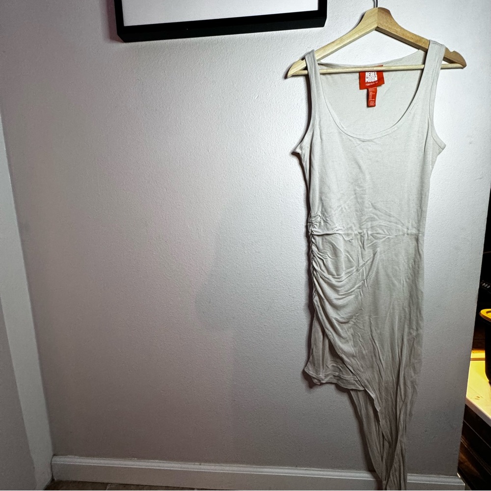 NWOT Forever 21 sand double layer asymmetrical dress rebel moon collab